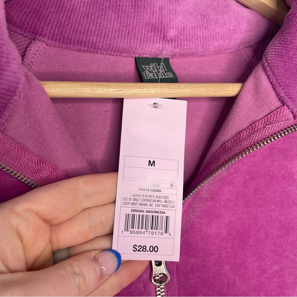 Women’s new fable velour Pink Quarter-Zip Pullover size medium new - Picture 4 of 5